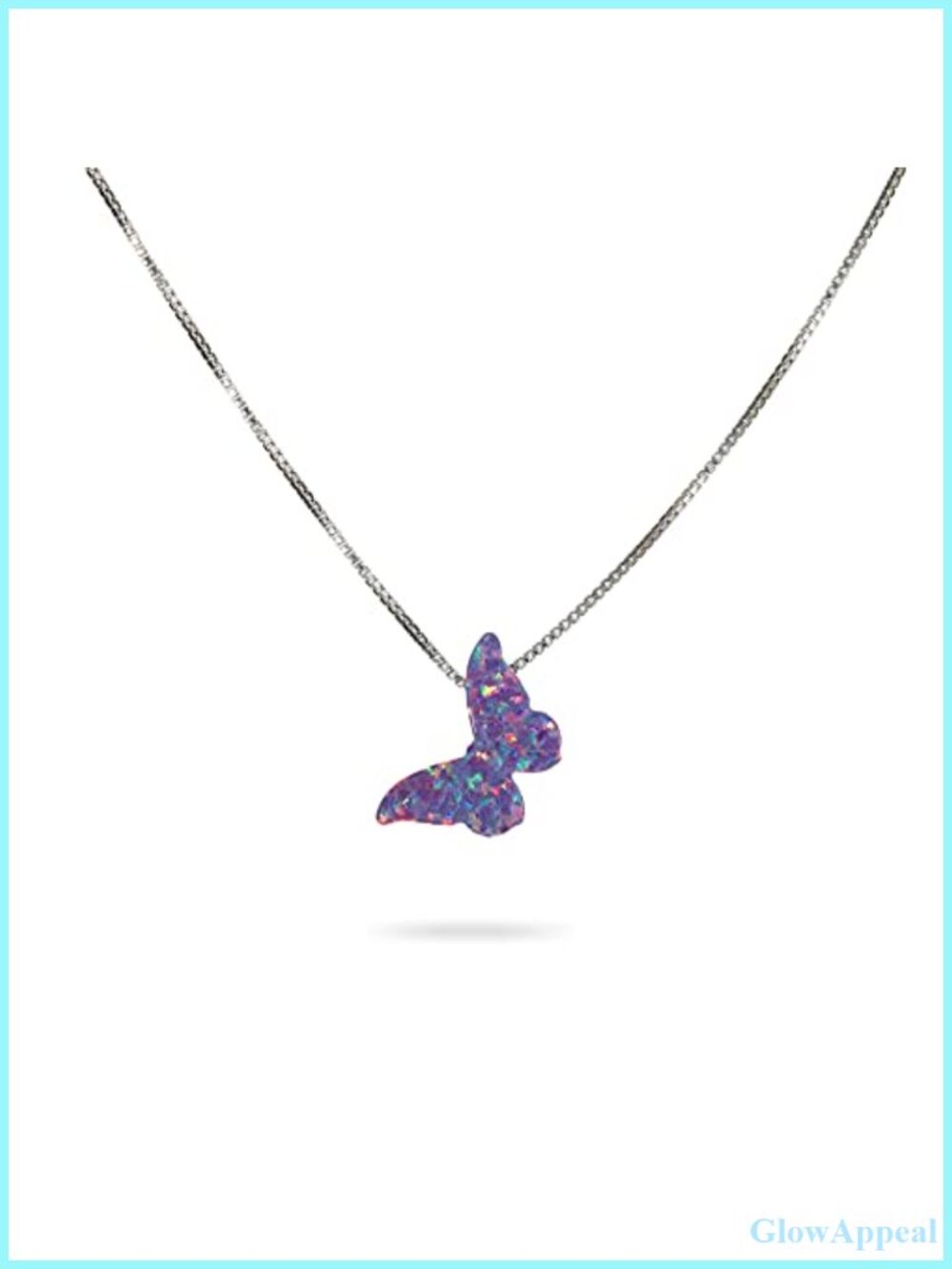 Sterling Silver 925 Butterfly Opal Pendant Necklace 16in Box Chain Gift